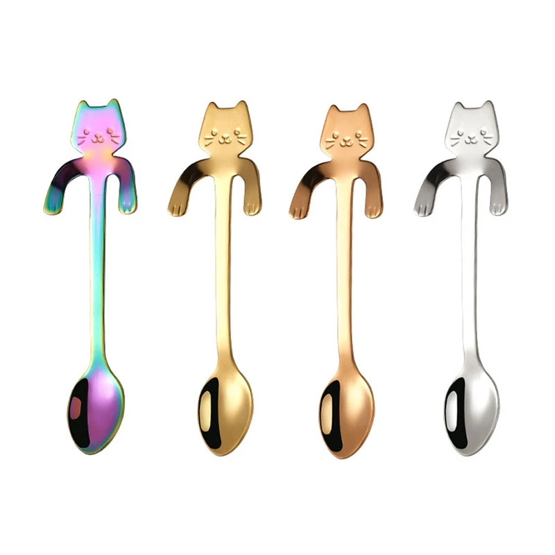 Stainless Steel Mini Coffee Spoon Cartoon Cat Spoon Long Handle Flatware Coffee Mixing Tools Teaspoons Kitchen Accessories
Stainless Steel Mini Coffee Spoon Cartoon Cat Spoon Long Handle Flatware Coffee Mixing Tools Teaspoons Kitchen Accessories