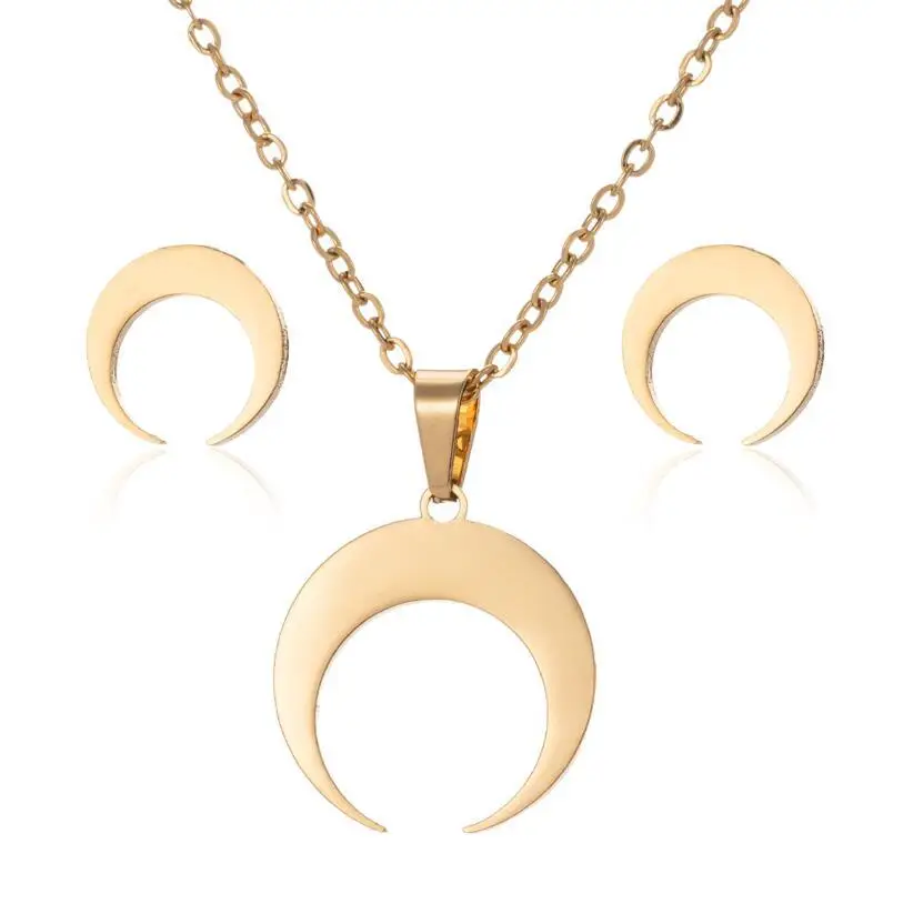 AsJerlya Gold Stainless Steel Jewelry Sets Statement Crescent Half Moon Necklace Earrings Set Women Fashion Jewelry Collier Gift
AsJerlya Gold Stainless Steel Jewelry Sets Statement Crescent Half Moon Necklace Earrings Set Women Fashion Jewelry Collier Gift