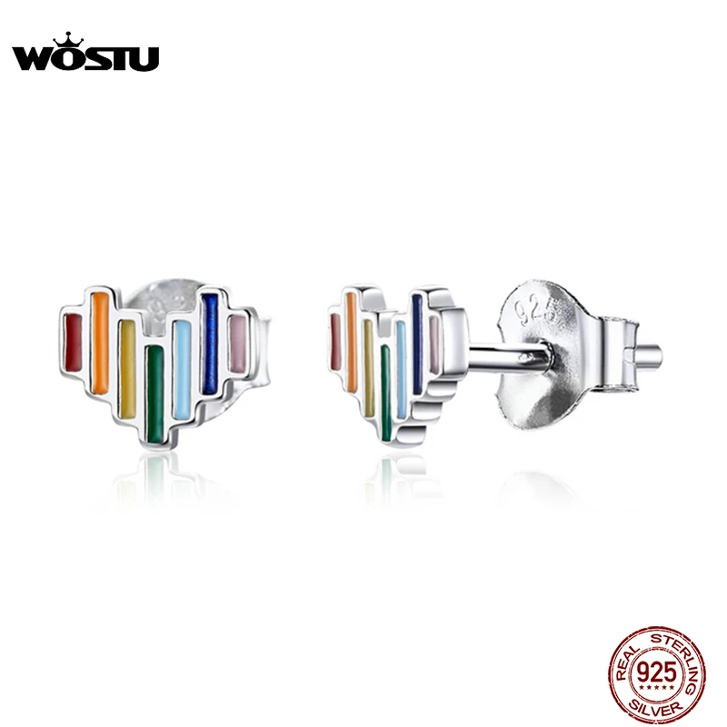 WOSTU Authentic 925 Sterling Silver Rainbow Heart Earrings For Women 2019 New Colorful Fashion Jewelry For Wedding Gift CQE787
WOSTU Authentic 925 Sterling Silver Rainbow Heart Earrings For Women 2019 New Colorful Fashion Jewelry For Wedding Gift CQE787