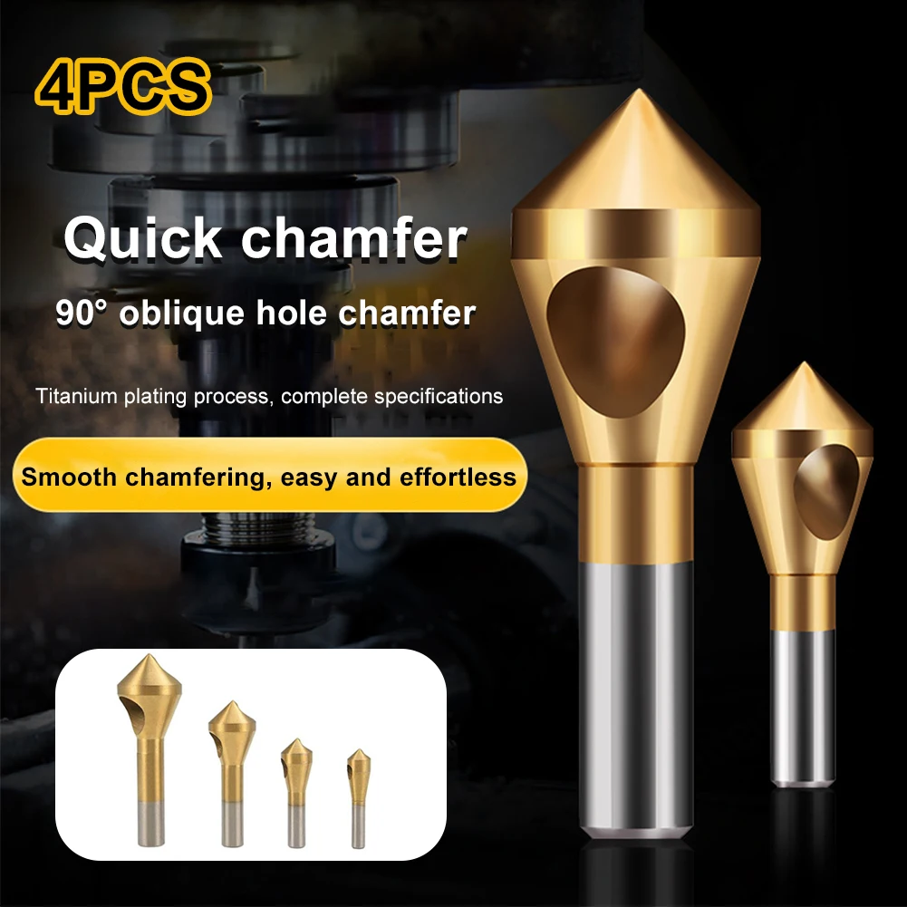 4pcs/set Titanium Countersink Deburring Drill Taper Hole Cutter Steel Countersunk Head Chamfering Tools 2-5/5-10/10-15/15-20mm
4pcs/set Titanium Countersink Deburring Drill Taper Hole Cutter Steel Countersunk Head Chamfering Tools 2-5/5-10/10-15/15-20mm