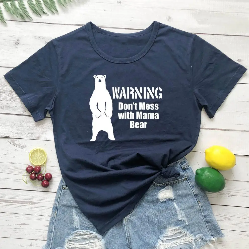 

Mama Bear Mom Mothers Kids Funny pure cotton grunge tumblr t shirt young mother days gift slogan tees vintage graphic cute tops