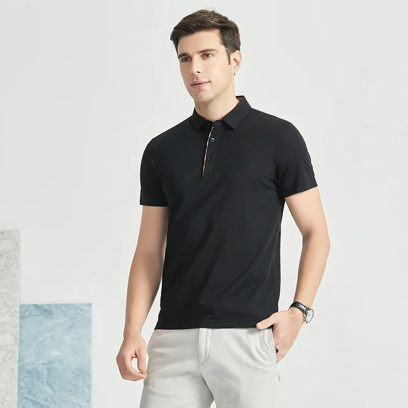 Men's new silk short sleeve T-shirt Lapel solid color top young and middle-aged business leisure thin polo shirt summer
Men's new silk short sleeve T-shirt Lapel solid color top young and middle-aged business leisure thin polo shirt summer