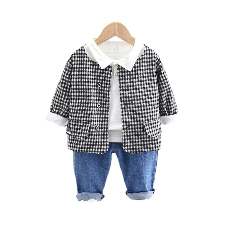 New Spring Autumn Baby Boys Clothes Children Fashion Plaid Jacket T-Shirt Pants 3Pcs/Sets Toddler Casual Costume Kids Tracksuits
New Spring Autumn Baby Boys Clothes Children Fashion Plaid Jacket T-Shirt Pants 3Pcs/Sets Toddler Casual Costume Kids Tracksuits