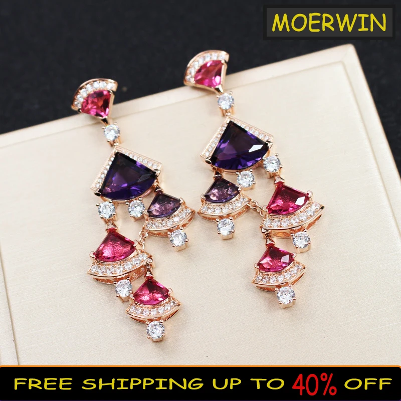 New Sterling Silver Color Earring Fashion Simple Red Zircon Fan-shaped Earring Elegant Personality Women's Luxury Brand Jewelry
New Sterling Silver Color Earring Fashion Simple Red Zircon Fan-shaped Earring Elegant Personality Women's Luxury Brand Jewelry