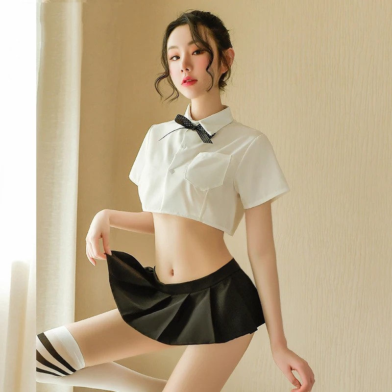 Women's Erotic Lingerie Japanese Student Cosplay Costume Sexy Cute Short-sleeved Shirt Pleated Skirt Kawaii Uniform Temptation
Women's Erotic Lingerie Japanese Student Cosplay Costume Sexy Cute Short-sleeved Shirt Pleated Skirt Kawaii Uniform Temptation