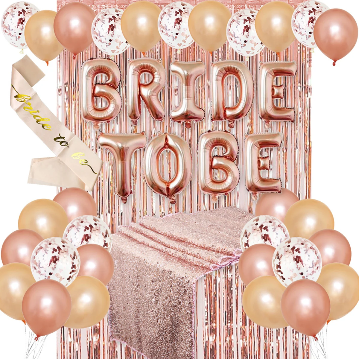 New Rose Gold Bachelorette Party Decor Kit Bridal Shower Supplies Bride To Be Sash Balloons Table Cloth Foil Curtain 
New Rose Gold Bachelorette Party Decor Kit Bridal Shower Supplies Bride To Be Sash Balloons Table Cloth Foil Curtain