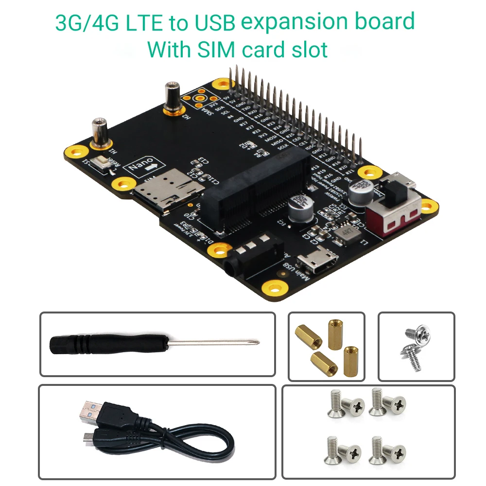Mini 3G/4G LTE to USB Expansion Board Module HAT with SIM Card Slot Portable Vertical Adapter Card Accessories for Raspberry Pi
Mini 3G/4G LTE to USB Expansion Board Module HAT with SIM Card Slot Portable Vertical Adapter Card Accessories for Raspberry Pi