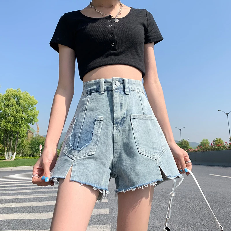 High Waist Ripped Denim Shorts Women's Split 2021 Summer New Loose Wide-Leg Plus Size Female A- Line Hot Pants
High Waist Ripped Denim Shorts Women's Split 2021 Summer New Loose Wide-Leg Plus Size Female A- Line Hot Pants