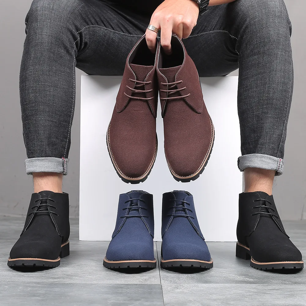 

Shoes Man Spring New Fashion Casual Men Ankle Chelsea Boots Male Shoes Cow Suede Leather Slip on Motorcycle Man Boothh5
