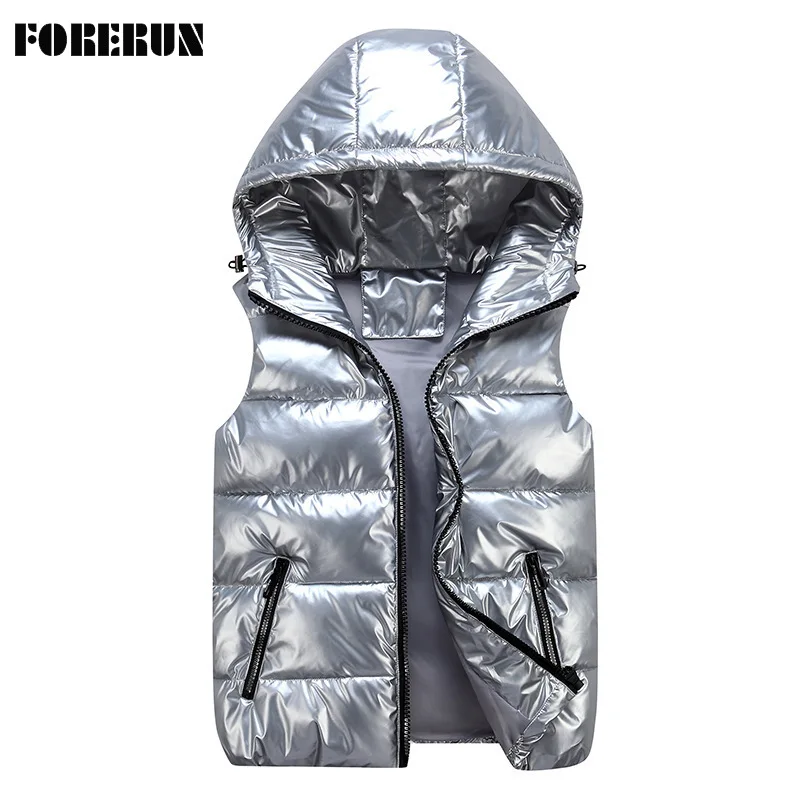 FORERUN, блестящий женский и мужской жилет, куртка без рукавов для пары, Осень-зима, хлопковый стеганый жилет с капюшоном, теплый пуховик, пальто...
FORERUN, блестящий женский и мужской жилет, куртка без рукавов для пары, Осень-зима, хлопковый стеганый жилет с капюшоном, теплый пуховик, пальто...