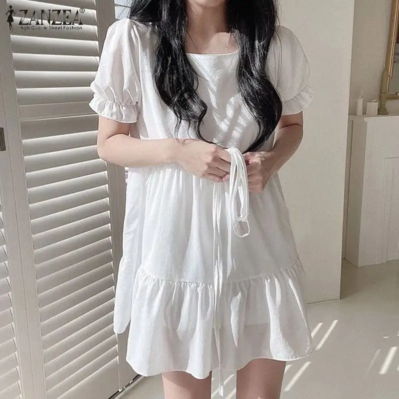 ZANZEA Casual Short Sleeve Mini Vestidos Elegant Chiffion Dress Women Summer Holiday Sundress Female Square Neck Robe Oversized
ZANZEA Casual Short Sleeve Mini Vestidos Elegant Chiffion Dress Women Summer Holiday Sundress Female Square Neck Robe Oversized