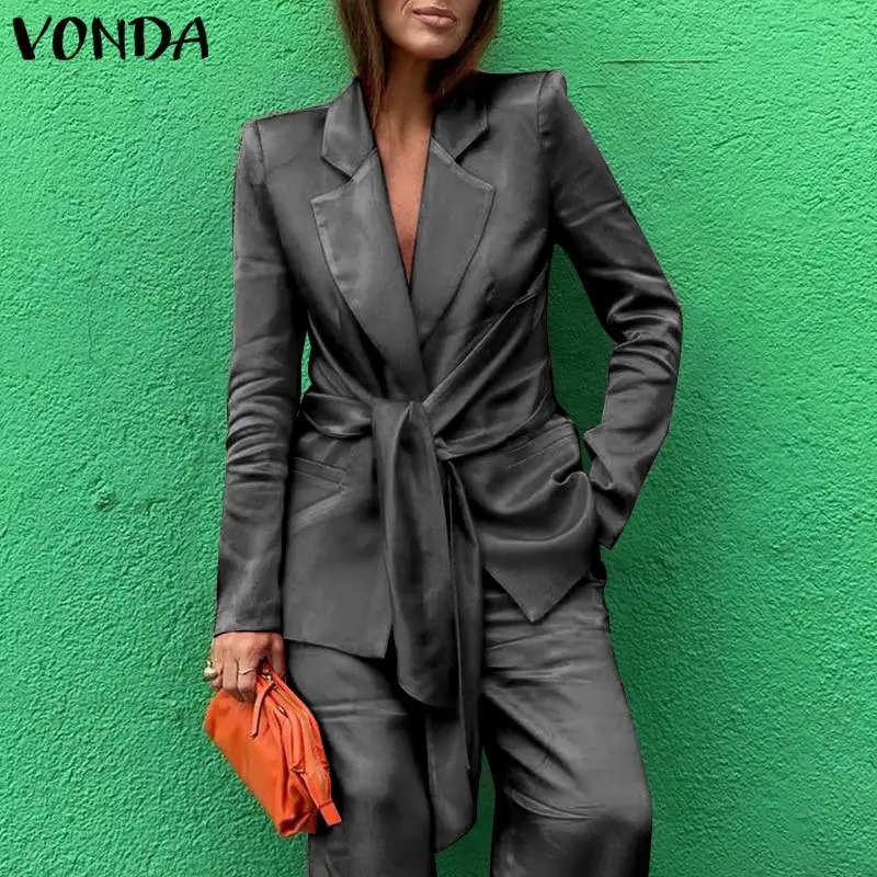 Autumn Blazer 2021 VONDA Women Casual Long Sleeve Pleated Suit Blazer 2021 Ladies Loose Beach Outerwear Oversized Tie Up Coats
Autumn Blazer 2021 VONDA Women Casual Long Sleeve Pleated Suit Blazer 2021 Ladies Loose Beach Outerwear Oversized Tie Up Coats