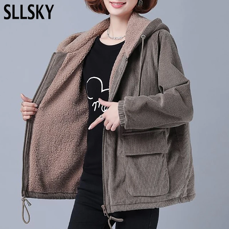 SLLSKY Corduroy Hooded Women Fleece Coat 2020 Winter Warm New FemaleThick Jacket Tops Zipper Long Sleeve Casual Loose Outerwear
SLLSKY Corduroy Hooded Women Fleece Coat 2020 Winter Warm New FemaleThick Jacket Tops Zipper Long Sleeve Casual Loose Outerwear