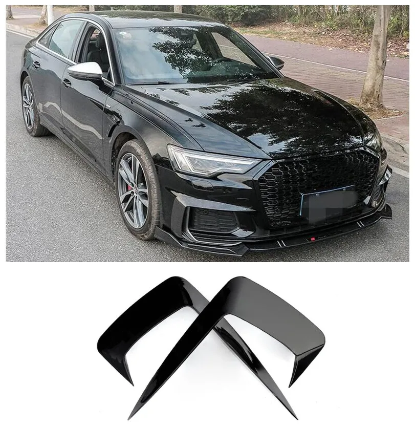 Фото Передняя решетка радиатора для Audi A6 S6 C8 2019 2020 2021 ABS черного и углеродного волокна