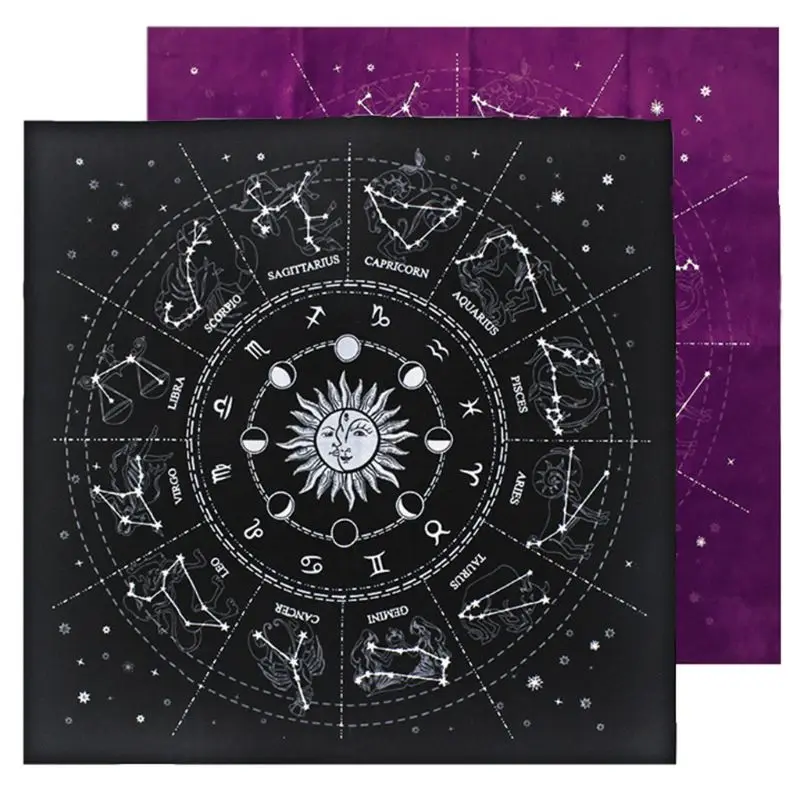

Скатерть E9LE с 12 созвездиями, бархатная ткань для гадания, алтаря, настольная игра, астрология, прокладка для карт с изображением орала