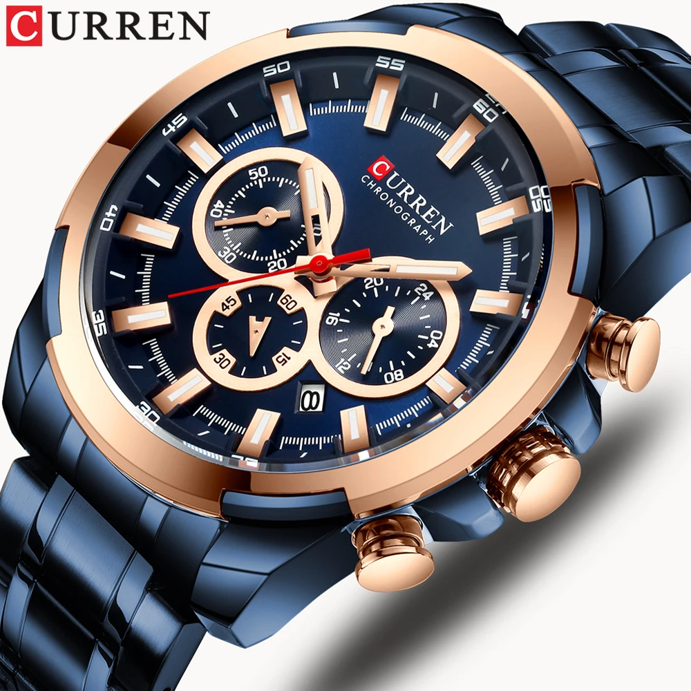 CURREN Fashion Mens Watch 2019 Quartz Male Wristwatches Blue Stainless Steel Choronagrpah Auto Date Waterproof Relogio Masculino
CURREN Fashion Mens Watch 2019 Quartz Male Wristwatches Blue Stainless Steel Choronagrpah Auto Date Waterproof Relogio Masculino
