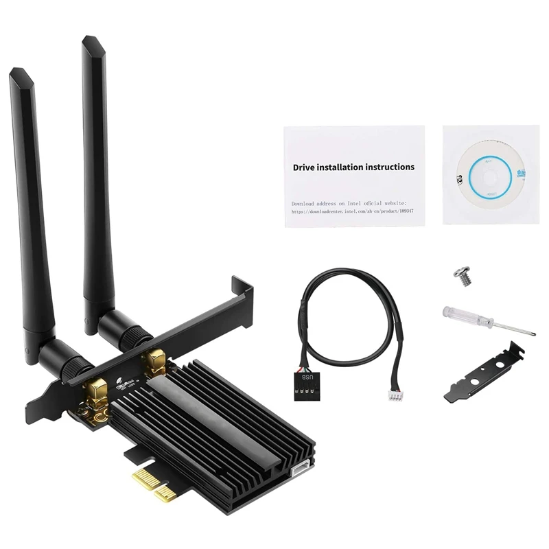 

Wi-Fi 6E AX210 PCIe WiFi Card Bluetooth 5.2 with Heat Sink 5400Mbps 802.11Ax Tri-Band 2.4G/5G/6G PCI-E Wireles Adapter