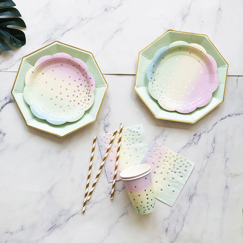 Rainbow Pink Birthday Party Decoration Disposable Tableware Paper Straw Plates Cups Fork Kids Baby Shower Party wedding Supplies
Rainbow Pink Birthday Party Decoration Disposable Tableware Paper Straw Plates Cups Fork Kids Baby Shower Party wedding Supplies