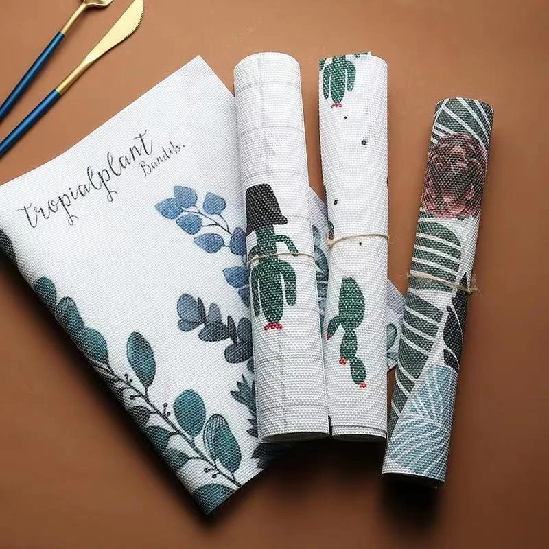 PVC Dining Table Luxury Placemat Tableware Pad Green Plants Cactus Leaf PVC Table Mat Waterproof Placemats Pads Bowl Coaster 1pc
PVC Dining Table Luxury Placemat Tableware Pad Green Plants Cactus Leaf PVC Table Mat Waterproof Placemats Pads Bowl Coaster 1pc
