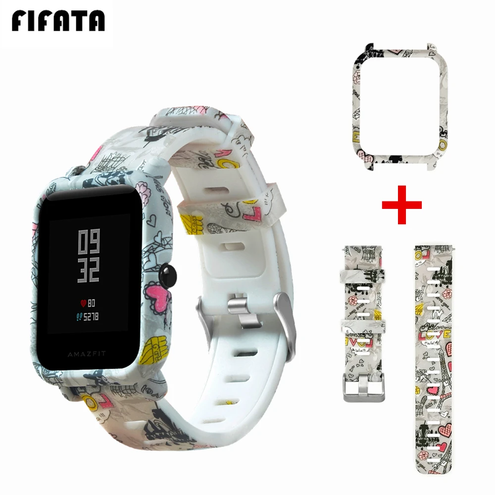 

FIFATA Strap For Amazfit Bip Watch Band For Xiaomi Huami Amazfit GTS Bit Youth Lite Case Cover + Silicone Bracelet Accessories