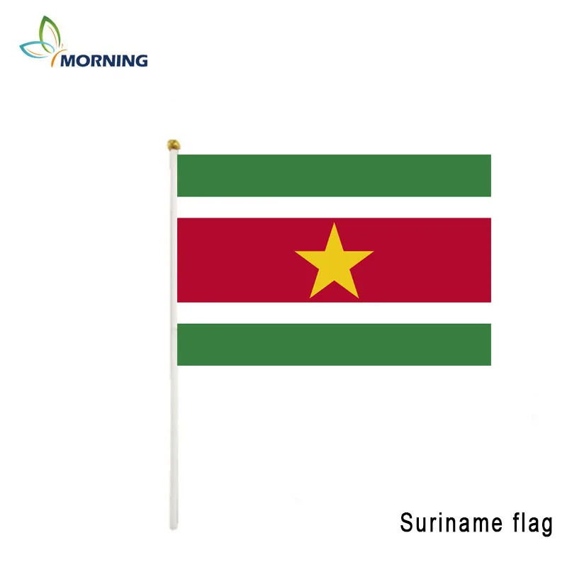 Morning Custom Suriname Flag 14x21cm Hand Waving Flag with Pole Sports Home Decoration
Morning Custom Suriname Flag 14x21cm Hand Waving Flag with Pole Sports Home Decoration