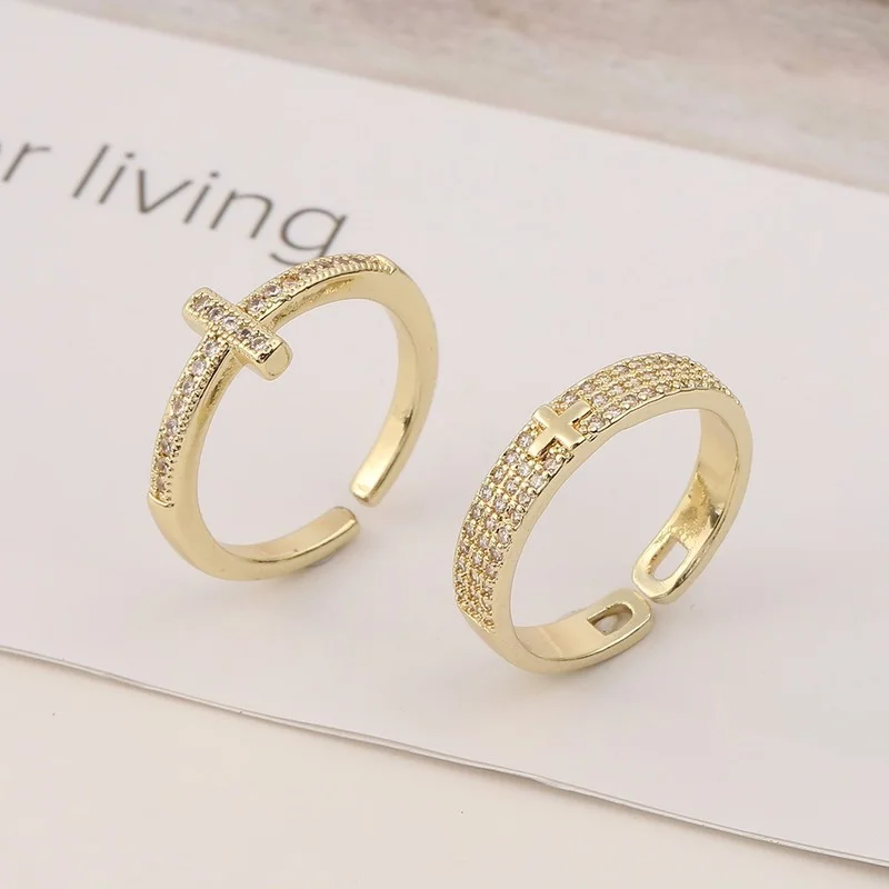 Opening Adjustable Gold Plated Cross Ring With Shine Zircon Classic Religious Jewelry Christian Ring For Men Women Party Gift
Opening Adjustable Gold Plated Cross Ring With Shine Zircon Classic Religious Jewelry Christian Ring For Men Women Party Gift