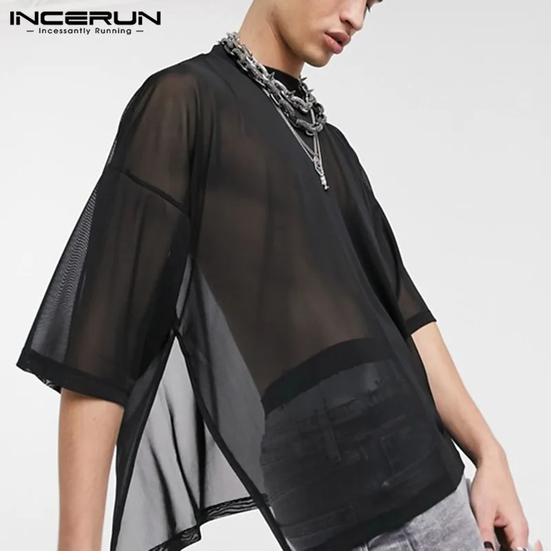 Mesh Men T Shirt Round Neck 2022 Short Sleeve See Through Streetwear Nightclub Party T-shirt Men Fashion Sexy Tee Tops INCERUN 7
Mesh Men T Shirt Round Neck 2022 Short Sleeve See Through Streetwear Nightclub Party T-shirt Men Fashion Sexy Tee Tops INCERUN 7