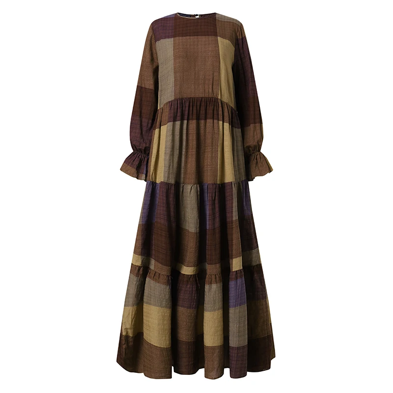 Women Muslim Hijab Dresses ZANZEA Spring Retro Plaid Checked Sundress Long Flare Sleeve Ruffles Vestidos Robe Islamic Clothing
Women Muslim Hijab Dresses ZANZEA Spring Retro Plaid Checked Sundress Long Flare Sleeve Ruffles Vestidos Robe Islamic Clothing