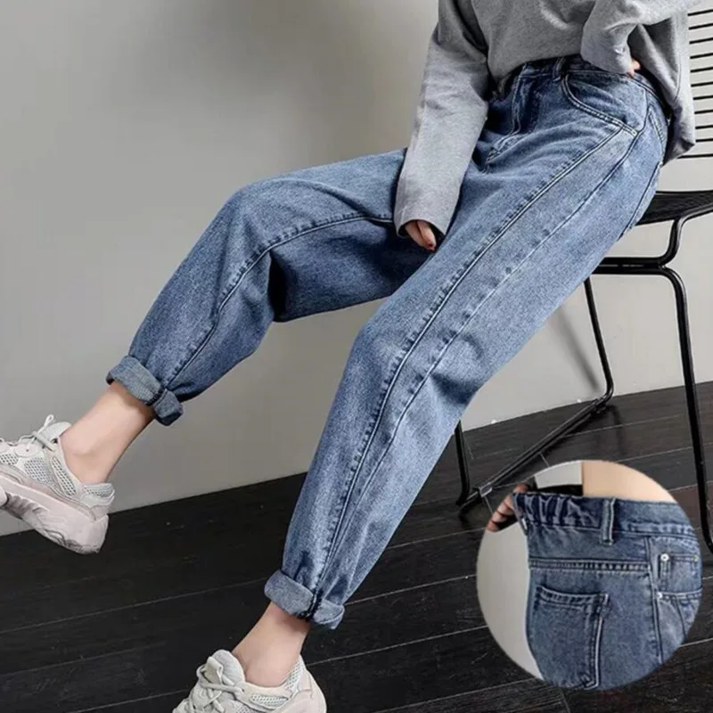 Джинсы женские с завышенной талией, брюки-бойфренды из хлопка, джинсы МОМ с эластичным поясом, синие свободные размера плюс, 2020
Джинсы женские с завышенной талией, брюки-бойфренды из хлопка, джинсы МОМ с эластичным поясом, синие свободные размера плюс, 2020