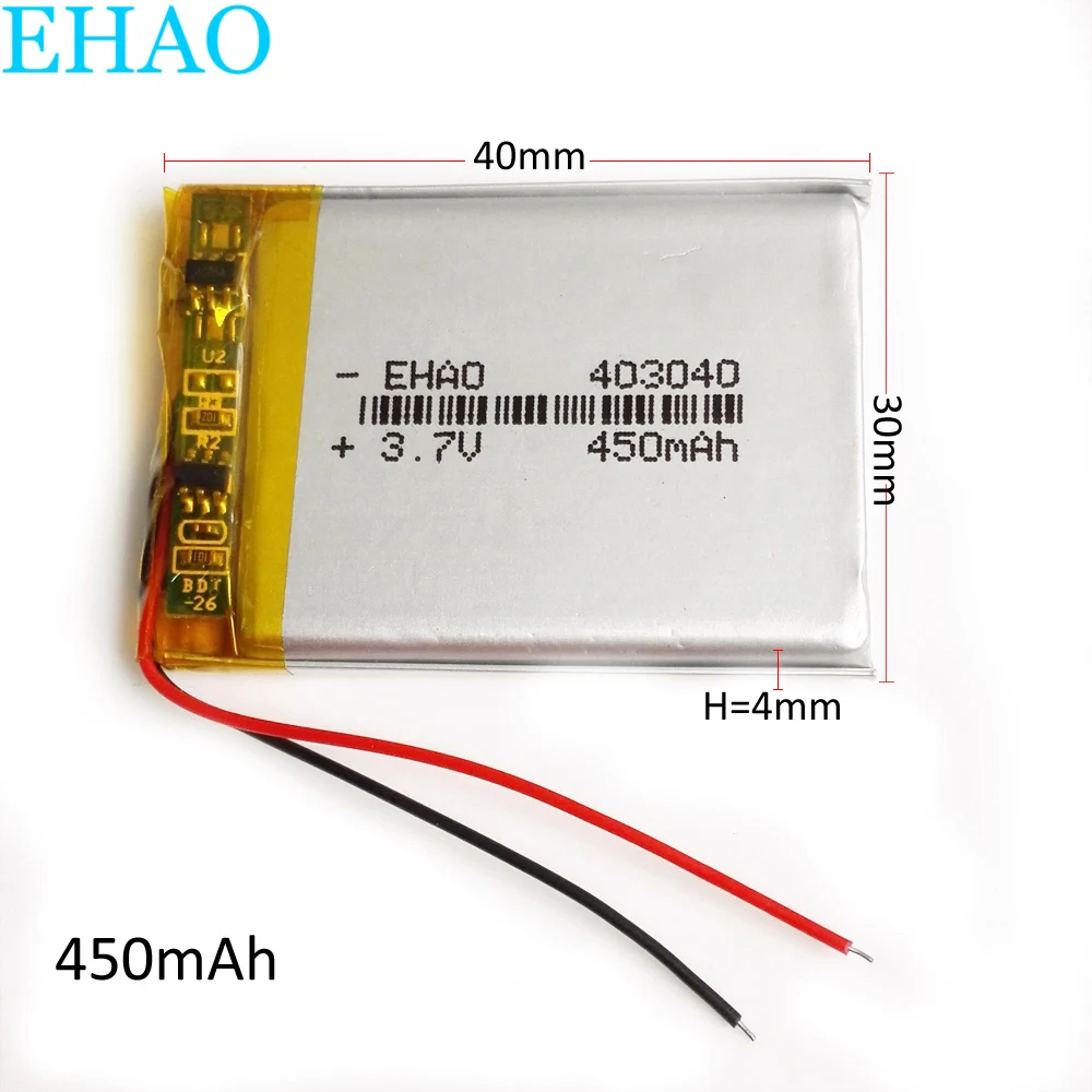 EHAO 403040 3,7 V 450mAh литий-полимерная LiPo аккумуляторная батарея для Mp3 DVD электронной книги bluetooth гарнитура
EHAO 403040 3,7 V 450mAh литий-полимерная LiPo аккумуляторная батарея для Mp3 DVD электронной книги bluetooth гарнитура