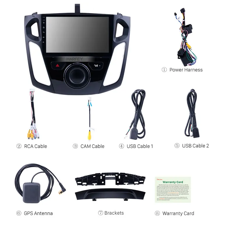 Harfey Android 8 1 GPS навигация радио-магнитофон для 2011-2015 Ford Focus с Bluetooth WIFI 1080P USB Mirror Link OBD2