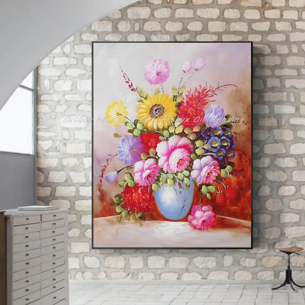 Arthyx цветные флаконы с цветами Масляные картины на холсте современное искусство