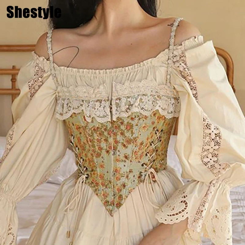 Shestyle Flower Printed Lace Vintage Camis Women Asymmetrical Spaghetti Strap Side Bandage Tie Up Crop Tops Accessories Corsets
Shestyle Flower Printed Lace Vintage Camis Women Asymmetrical Spaghetti Strap Side Bandage Tie Up Crop Tops Accessories Corsets