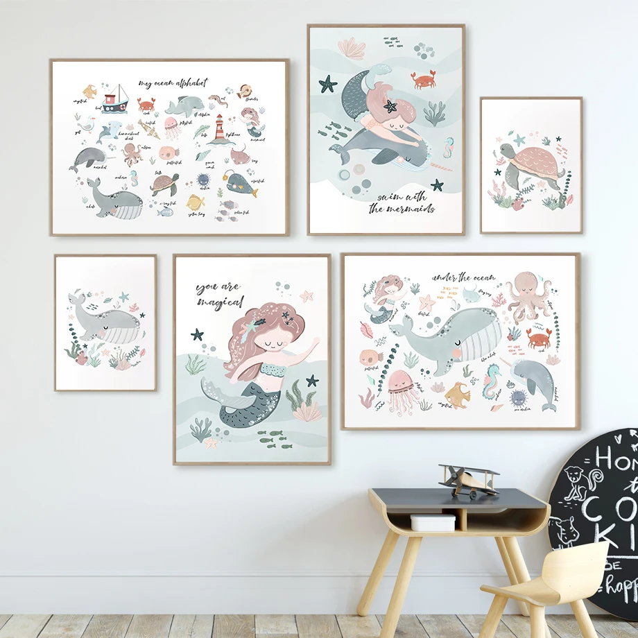 Blue Marine Alphabet Mermaid Turtle Whale Wall Art Canvas Painting Nordic Poster And Prints Wall Picture Nursery Kids Room Decor
Blue Marine Alphabet Mermaid Turtle Whale Wall Art Canvas Painting Nordic Poster And Prints Wall Picture Nursery Kids Room Decor