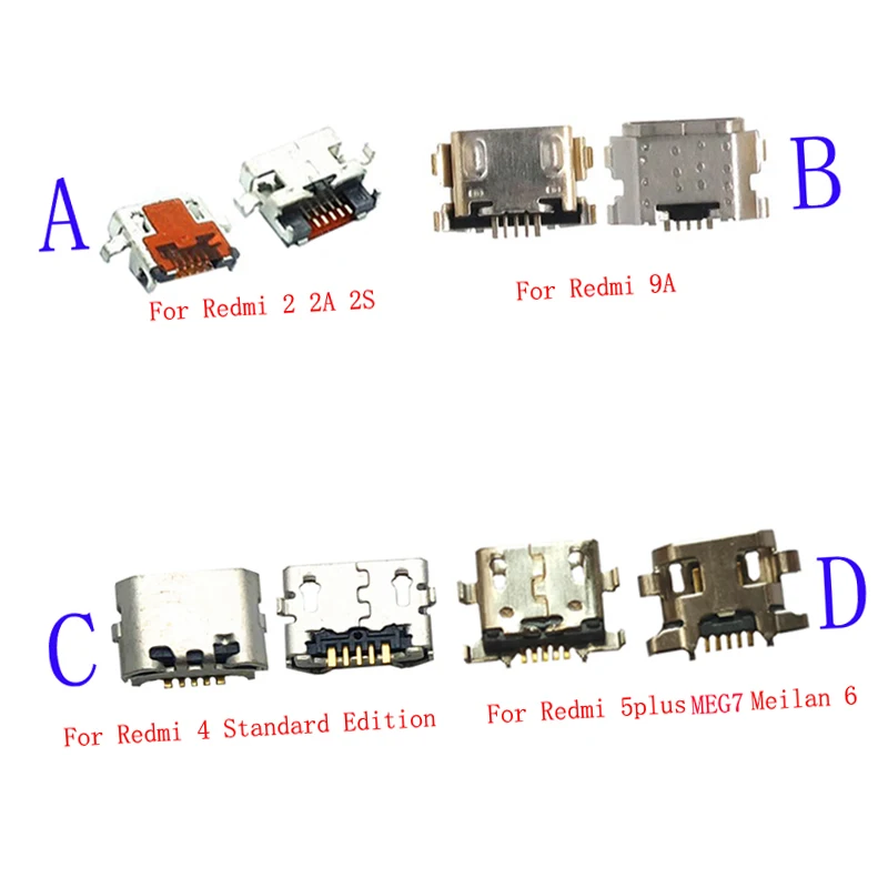 Зарядное устройство Micro Usb 100 шт. разъем для подключения док станции Xiaomi Redmi 9A Hongmi 2
