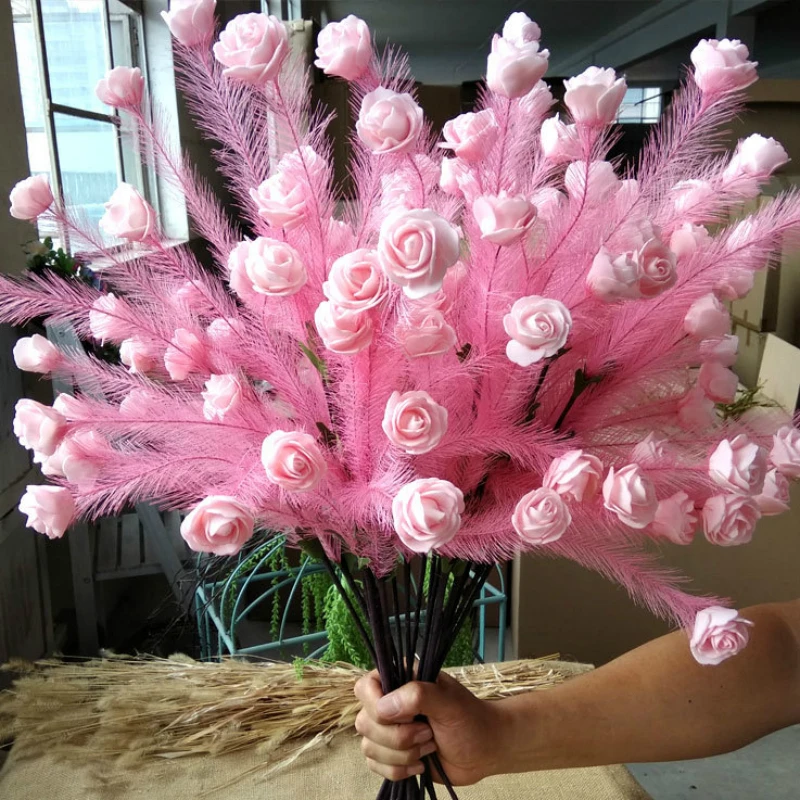 European Style Artificial Flowers PE Rose Feather Bouquet Wedding Road Lead Fake Flowers Party Home Table Decoration Vase Roses
European Style Artificial Flowers PE Rose Feather Bouquet Wedding Road Lead Fake Flowers Party Home Table Decoration Vase Roses