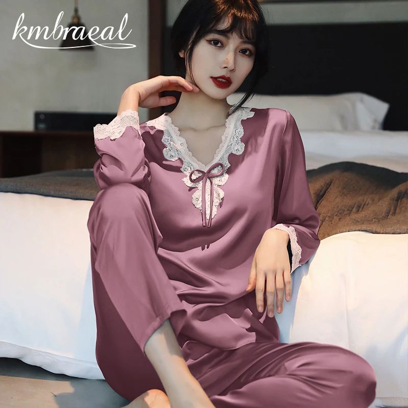 Пижамный комплект Kmbraeal Женский, шелковая пикантная элегантная кружевная одежда для сна, брюки с длинным рукавом и разрезом, домашняя одежда...
Пижамный комплект Kmbraeal Женский, шелковая пикантная элегантная кружевная одежда для сна, брюки с длинным рукавом и разрезом, домашняя одежда...