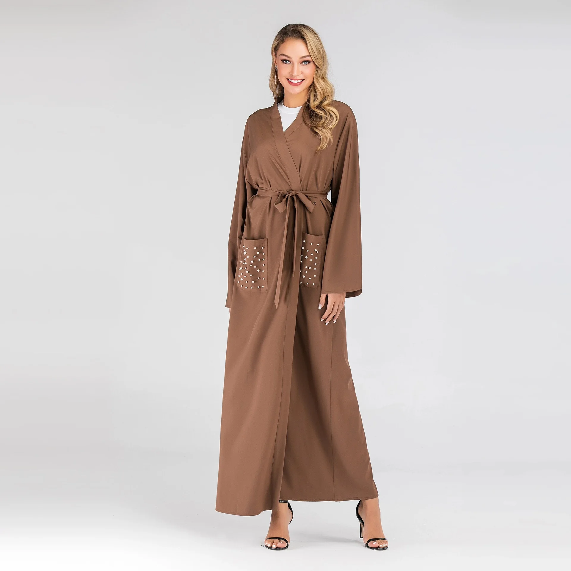 Абайя с высокой талией в мусульманском стиле, одежда с бисером и карманами в мусульманском стиле, кимоно с открытым стежком, повседневная ве...
Абайя с высокой талией в мусульманском стиле, одежда с бисером и карманами в мусульманском стиле, кимоно с открытым стежком, повседневная ве...