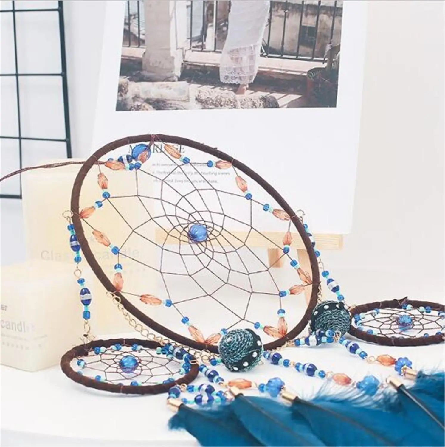 Blue Dream Catchers Pendant Wall Hanging Wind Chimes Handmade Car Decoration Indiana Creative Home Room Decoration
Blue Dream Catchers Pendant Wall Hanging Wind Chimes Handmade Car Decoration Indiana Creative Home Room Decoration