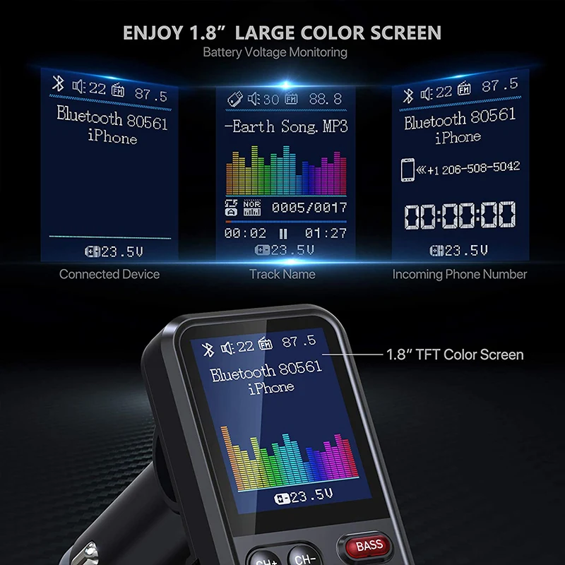 Автомобильный MP3-плеер с большим цветным экраном U-диск музыка bluetooth 5 0