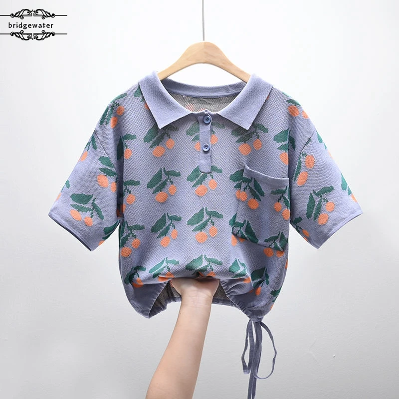 Women's ins Korean version drawstring short women's shirt lapel polyester short-sleeved sweater loose pullover all-match shirt
Women's ins Korean version drawstring short women's shirt lapel polyester short-sleeved sweater loose pullover all-match shirt