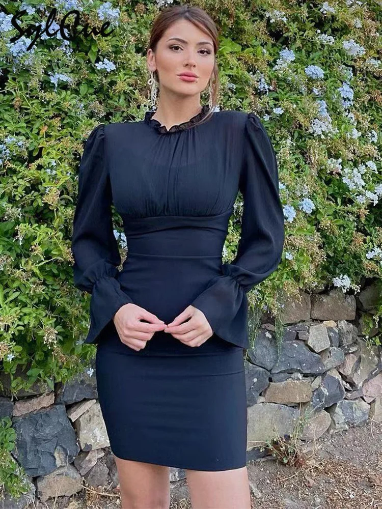 Sylcue Intellectual Elegant And Dignified Lady Decent And Generous Classic Color Matching Flared Sleeve Tight-Fitting Hip Dress
Sylcue Intellectual Elegant And Dignified Lady Decent And Generous Classic Color Matching Flared Sleeve Tight-Fitting Hip Dress