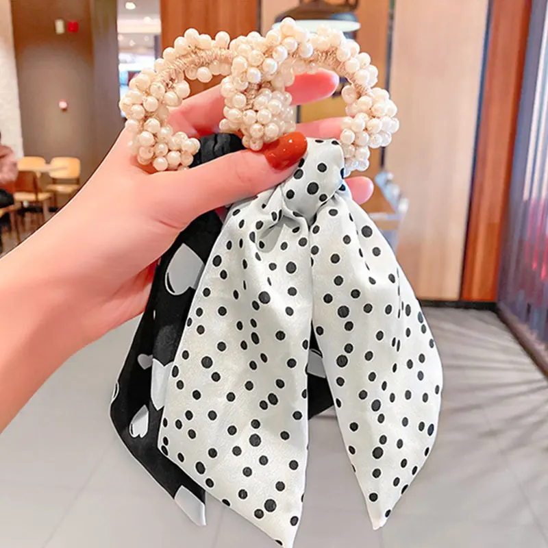 Women Pearl Hair Ties Fashion Ribbon Hairband Scrunchies Girls Ponytail Holders Bow Rubber Band Hair Accessories Headwear
Women Pearl Hair Ties Fashion Ribbon Hairband Scrunchies Girls Ponytail Holders Bow Rubber Band Hair Accessories Headwear