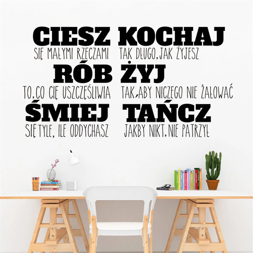 

Ciesz Kochaj Poland Quotes Wall Stickers Removable Poster Vinyl Bedroom Livingroom Home Decoration Decals Murals RU2579