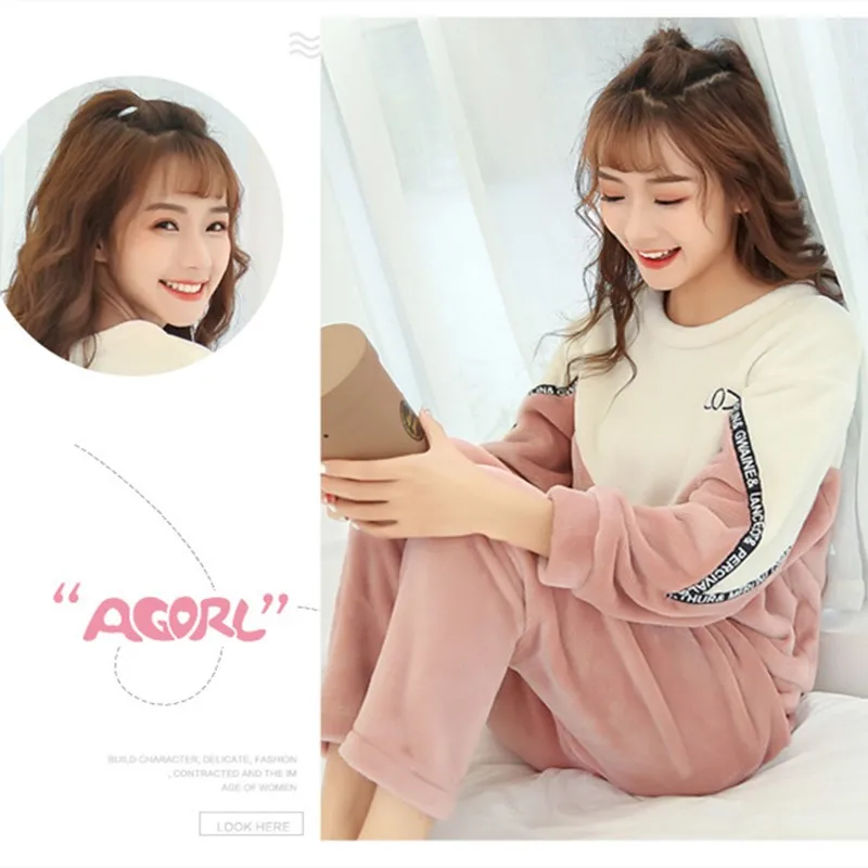 Coral Fleece Pajamas Women Winter Korean Sports and Leisure Suits Thick Flannel Fashion Plus Size Sleepwear Home Suit for Women
Coral Fleece Pajamas Women Winter Korean Sports and Leisure Suits Thick Flannel Fashion Plus Size Sleepwear Home Suit for Women