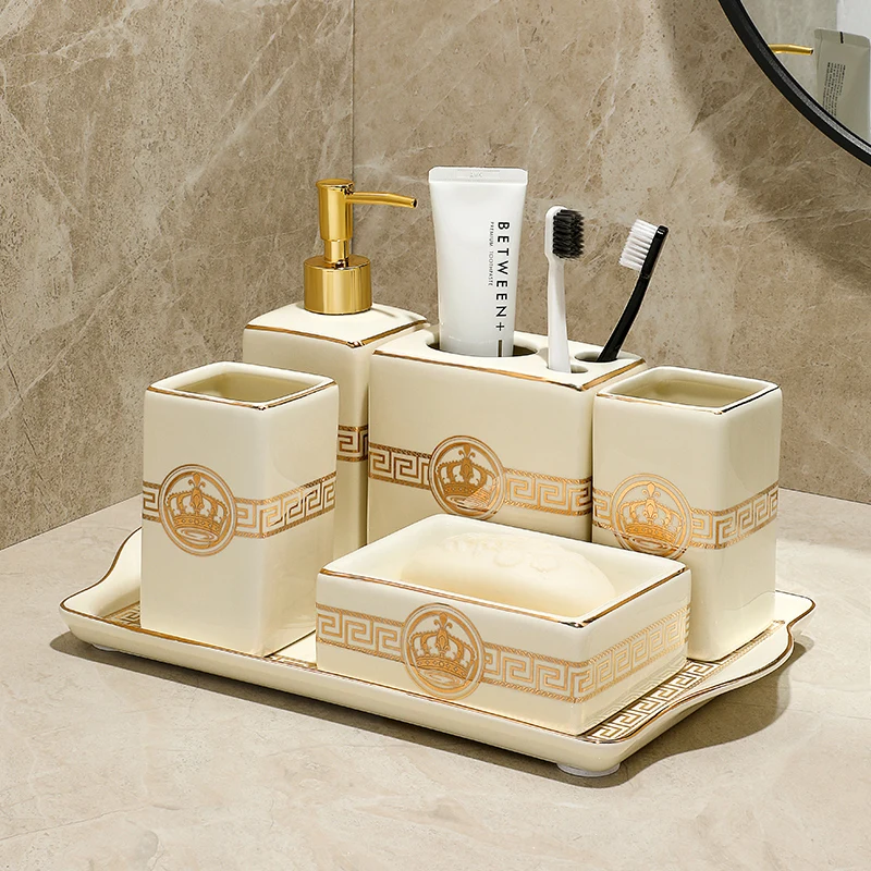 NEWYEARNEW Fashion Ceramic BathroomStorage Set 5Pcs Suit Simple Personality Wash Gargle Cup Toothbrush Suit Wedding Gifts
NEWYEARNEW Fashion Ceramic BathroomStorage Set 5Pcs Suit Simple Personality Wash Gargle Cup Toothbrush Suit Wedding Gifts