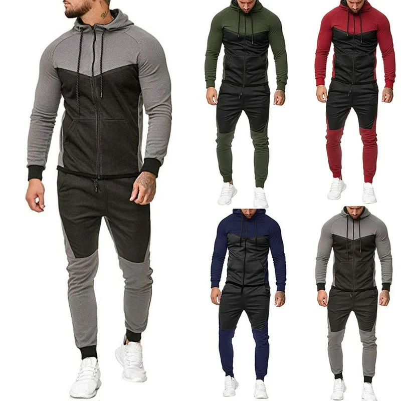 Men Outfit Set 2021 Hot Sale Men's Zipper Stitching Long Sleeve Hooded Top Sweatshirt Pants Set Mens Clothing
Men Outfit Set 2021 Hot Sale Men's Zipper Stitching Long Sleeve Hooded Top Sweatshirt Pants Set Mens Clothing
