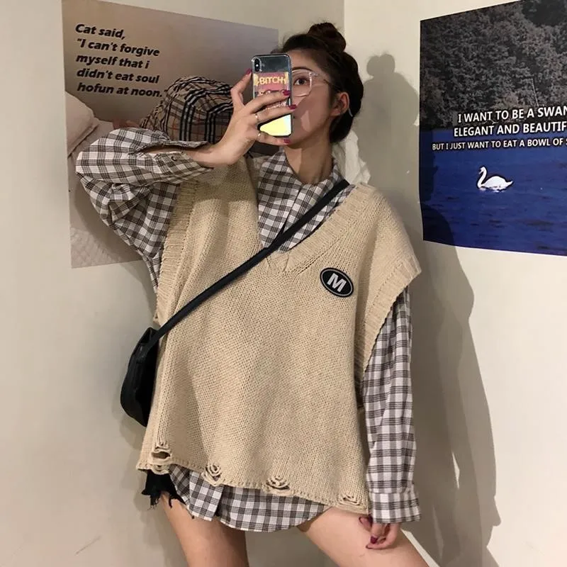 2021l Women Vest Simple All-match Patchwork Korean Style V-neck Knitted Sweater Leisure Student Sleeveless Female Vintage Vest
2021l Women Vest Simple All-match Patchwork Korean Style V-neck Knitted Sweater Leisure Student Sleeveless Female Vintage Vest