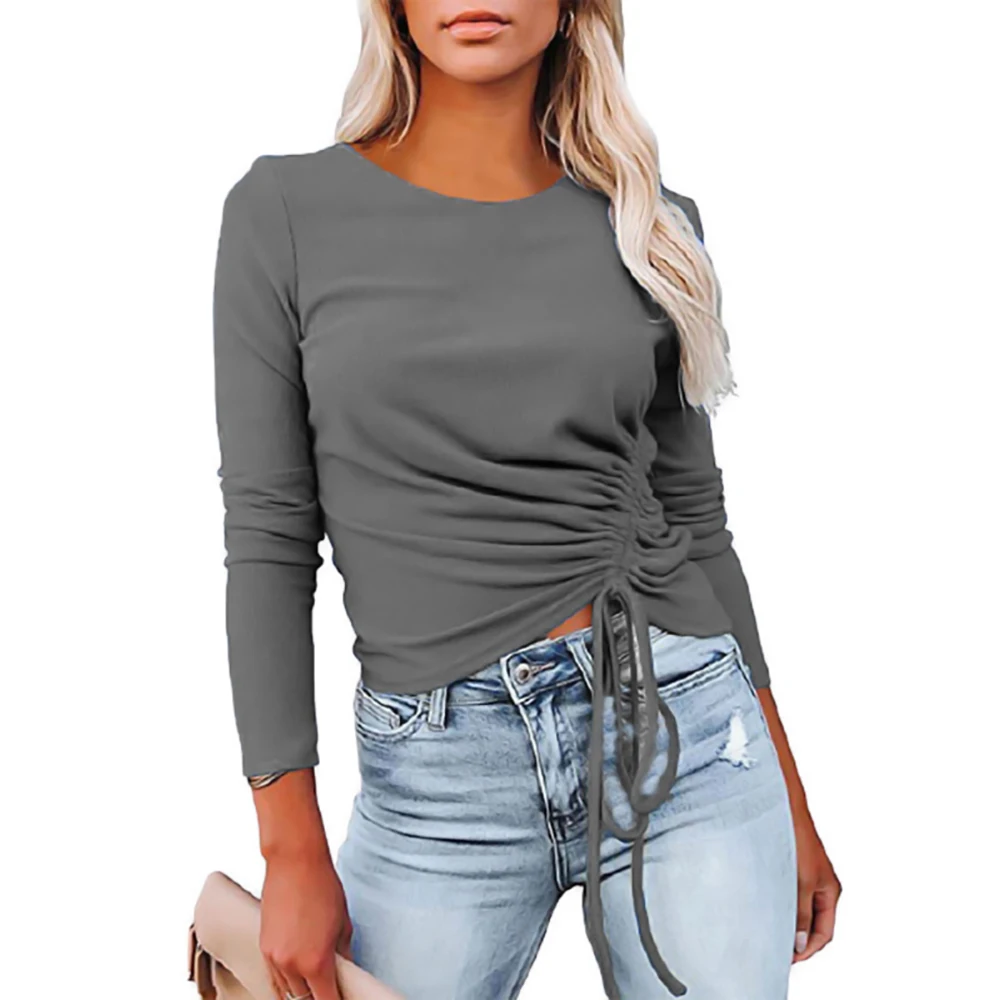 Women's Casual Tops Ladies Round Neck Long Sleeve Side Ruched Drawstring Basic Tops Minimalism Solid Comfort Tunics Folds Tops
Women's Casual Tops Ladies Round Neck Long Sleeve Side Ruched Drawstring Basic Tops Minimalism Solid Comfort Tunics Folds Tops