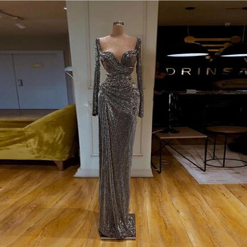 Robe De Soiree Boutique Dark Gray Formal Dresses Abendkleider Elegant Long Sleeve Sequined Evening Gowns Vestido De Festa
Robe De Soiree Boutique Dark Gray Formal Dresses Abendkleider Elegant Long Sleeve Sequined Evening Gowns Vestido De Festa